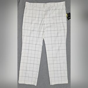NIKE Golf Tour Performance Dri-FIT White Windowpane Plaid Pattern Pants!